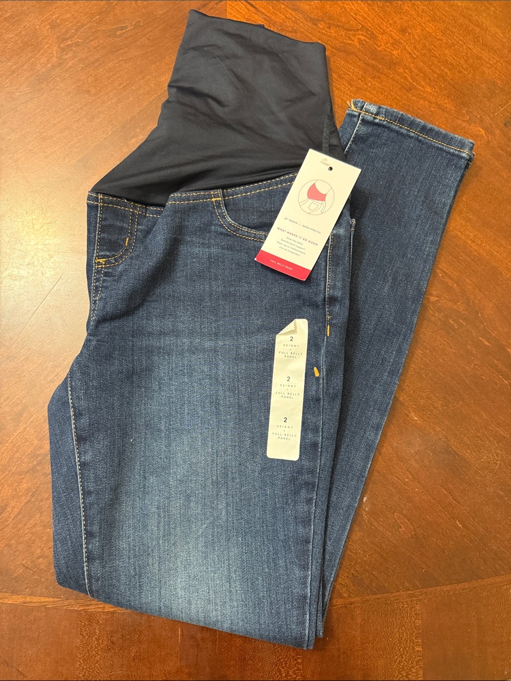 Isabel Maternity by Ingrid & Isabel Dark Blue Skinny Jeans with Black Overband